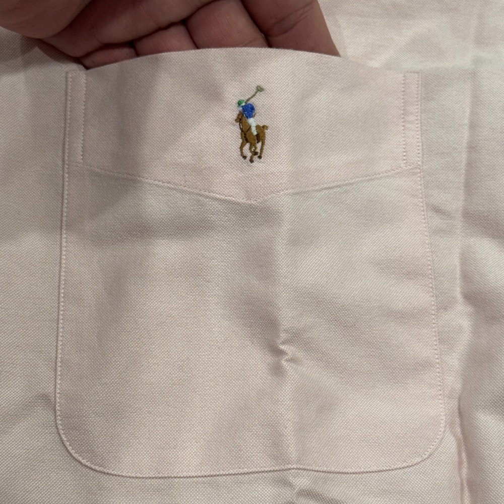 Ralph Lauren Shirt Mens XLT Tall Pink Classic Fit Long Sleeve Colored Horse #824 - Picture 10 of 12
